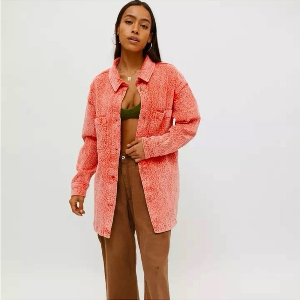 BDG Urban Outfitters Serena Orange Corduroy Shirt Jacket Button Up Size S Boho